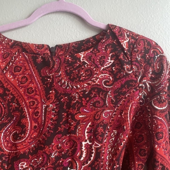 Talbots Red Orange White Black 3/4 long Sleeve Dress size Petite 4 4P - Picture 5 of 9